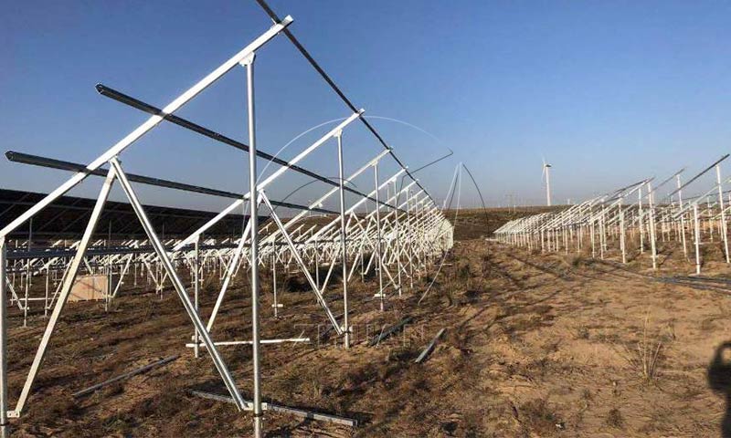 Galvanized steel ground screw installation in soil